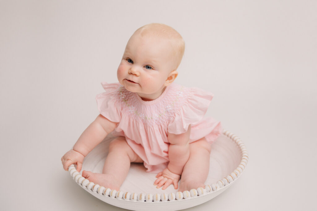 6 Month old milestone session in the studio captured by Molly Berry Photography