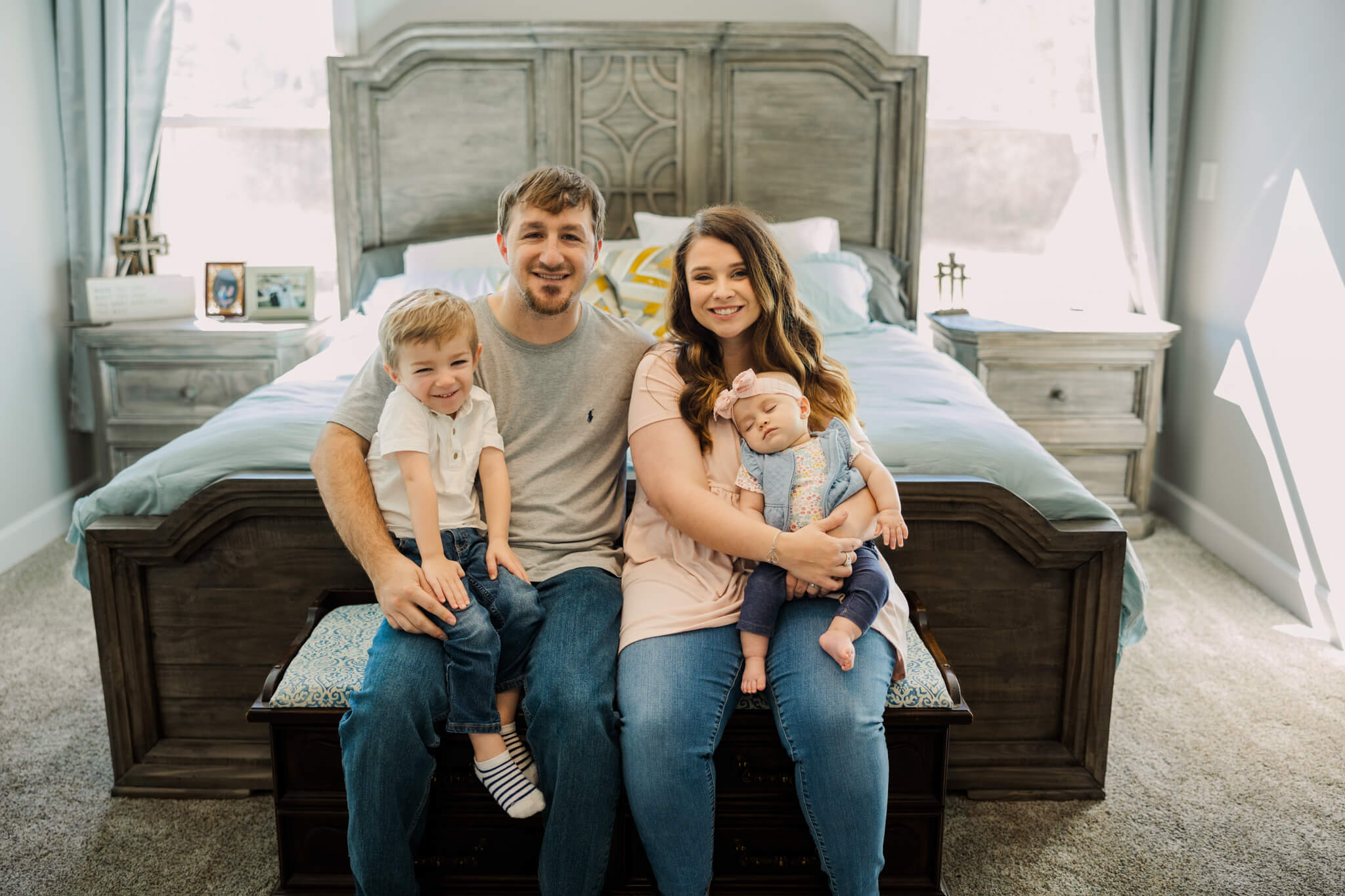 Capturing family of four at their in-home newborn session.