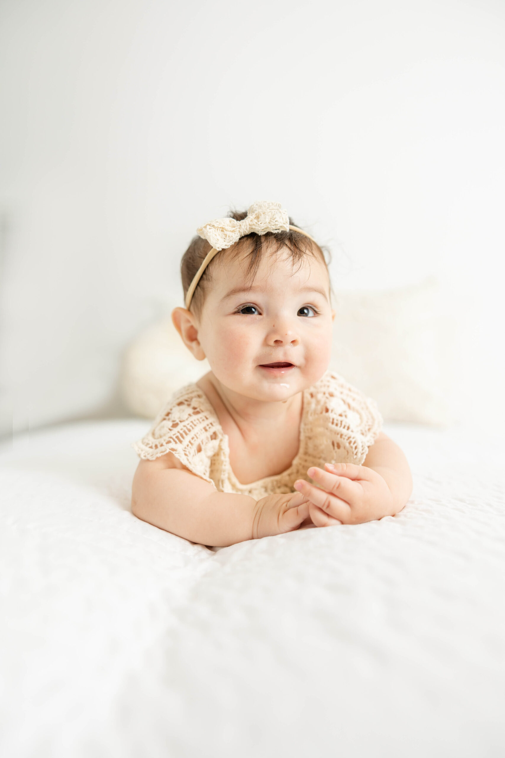 Captured tummy time for this adorable girl during a child portrait session. 