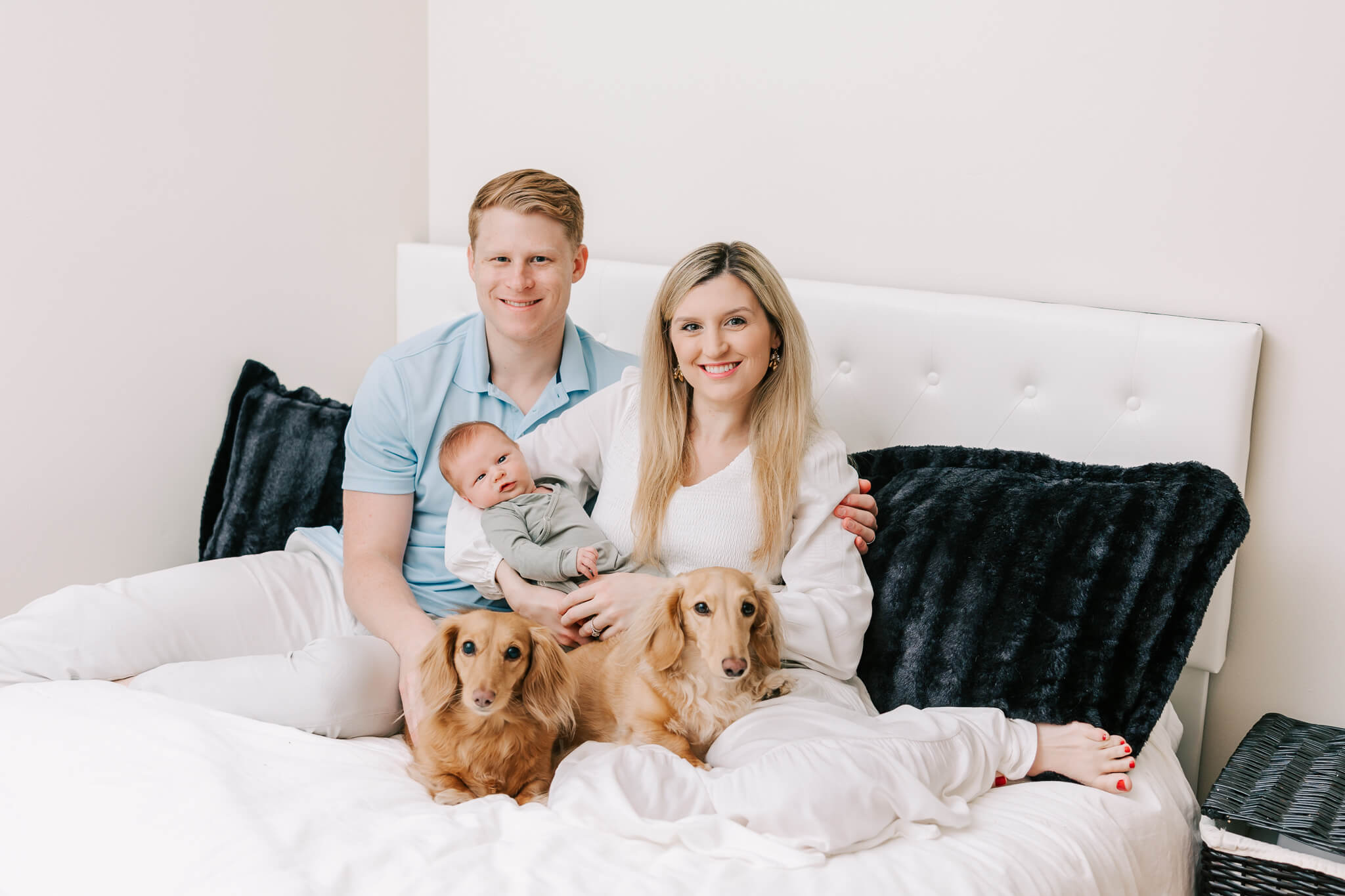 Precious family of five sharing their first family portrait during their inhome newborn session in Columbia, SC. Mom used a Birth Center in Columbia SC