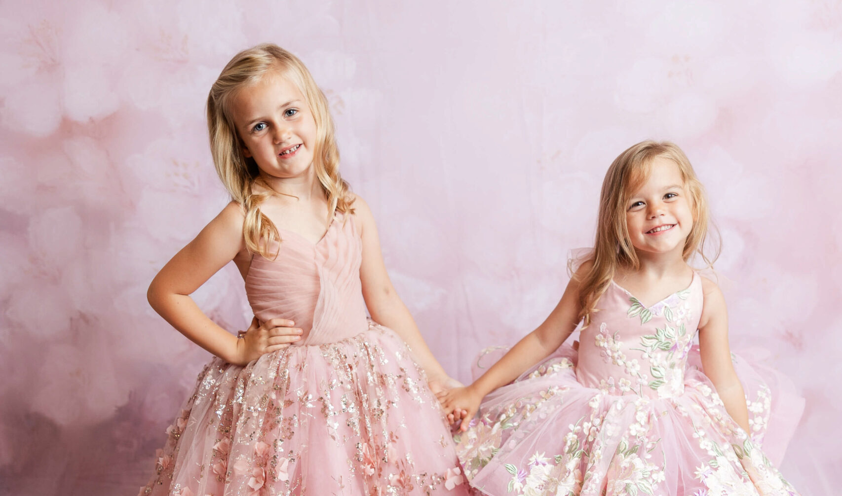 Sisters enjoying a fine art session in the studio.