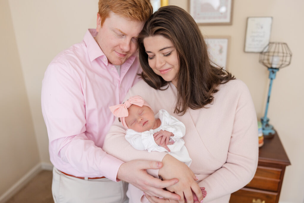 close up of mom and dad during their intimate in home newborn session